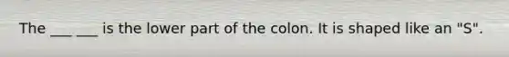 The ___ ___ is the lower part of the colon. It is shaped like an "S".