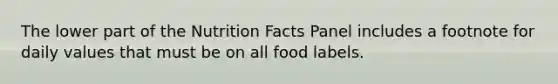 The lower part of the Nutrition Facts Panel includes a footnote for daily values that must be on all food labels.