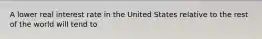 A lower real interest rate in the United States relative to the rest of the world will tend to