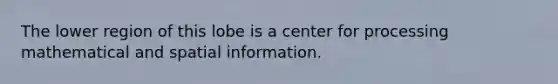 The lower region of this lobe is a center for processing mathematical and spatial information.