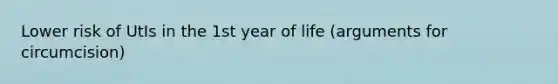 Lower risk of UtIs in the 1st year of life (arguments for circumcision)