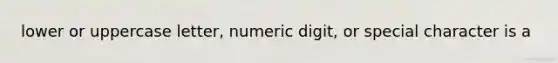 lower or uppercase letter, numeric digit, or special character is a