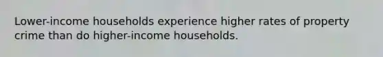 Lower-income households experience higher rates of property crime than do higher-income households.