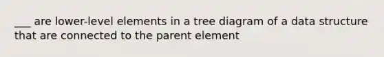 ___ are lower-level elements in a tree diagram of a data structure that are connected to the parent element