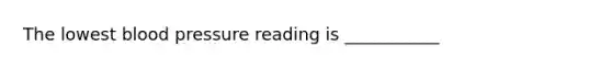 The lowest blood pressure reading is ___________