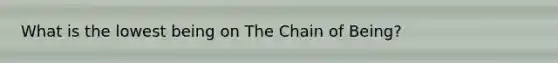 What is the lowest being on The Chain of Being?