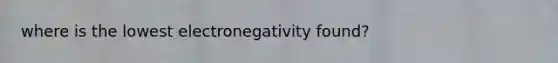 where is the lowest electronegativity found?