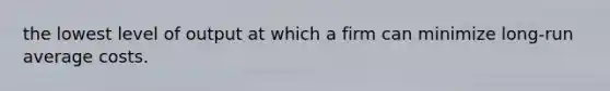 the lowest level of output at which a firm can minimize long-run average costs.