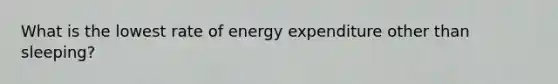 What is the lowest rate of energy expenditure other than sleeping?