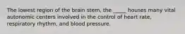 The lowest region of the brain stem, the _____ houses many vital autonomic centers involved in the control of heart rate, respiratory rhythm, and blood pressure.