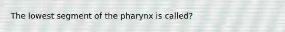 The lowest segment of the pharynx is called?