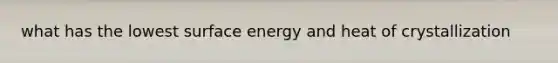 what has the lowest surface energy and heat of crystallization