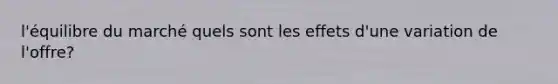 l'équilibre du marché quels sont les effets d'une variation de l'offre?