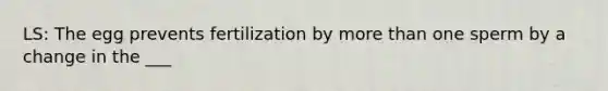 LS: The egg prevents fertilization by more than one sperm by a change in the ___