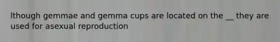 lthough gemmae and gemma cups are located on the __ they are used for asexual reproduction