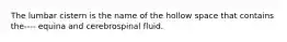 The lumbar cistern is the name of the hollow space that contains the---- equina and cerebrospinal fluid.