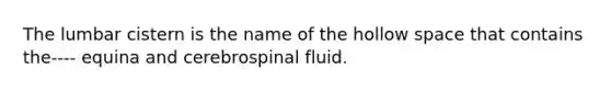 The lumbar cistern is the name of the hollow space that contains the---- equina and cerebrospinal fluid.