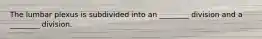 The lumbar plexus is subdivided into an ________ division and a ________ division.