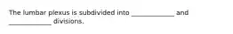 The lumbar plexus is subdivided into _____________ and _____________ divisions.