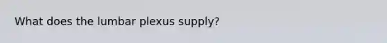 What does the lumbar plexus supply?