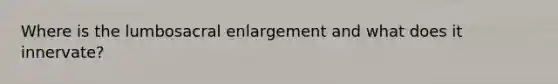 Where is the lumbosacral enlargement and what does it innervate?