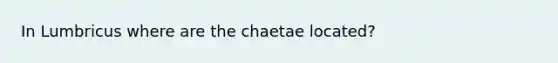 In Lumbricus where are the chaetae located?