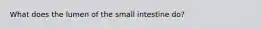 What does the lumen of the small intestine do?