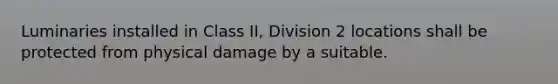 Luminaries installed in Class II, Division 2 locations shall be protected from physical damage by a suitable.