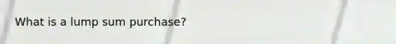What is a lump sum purchase?