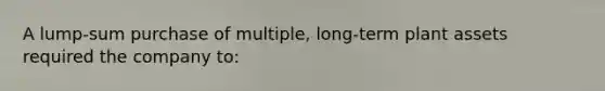 A lump-sum purchase of multiple, long-term plant assets required the company to: