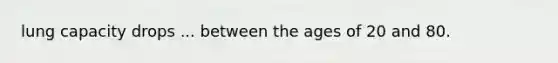 lung capacity drops ... between the ages of 20 and 80.