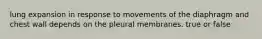 lung expansion in response to movements of the diaphragm and chest wall depends on the pleural membranes. true or false