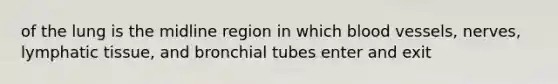 of the lung is the midline region in which blood vessels, nerves, lymphatic tissue, and bronchial tubes enter and exit