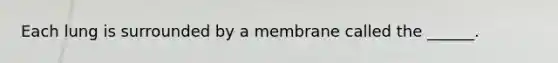 Each lung is surrounded by a membrane called the ______.