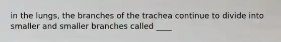 in the lungs, the branches of the trachea continue to divide into smaller and smaller branches called ____