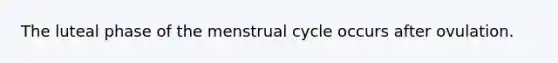 The luteal phase of the menstrual cycle occurs after ovulation.