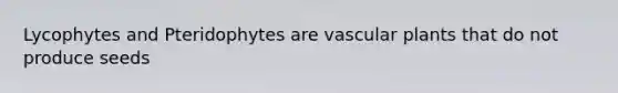 Lycophytes and Pteridophytes are vascular plants that do not produce seeds