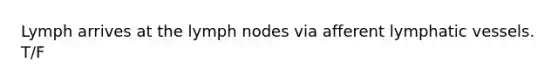 Lymph arrives at the lymph nodes via afferent lymphatic vessels. T/F