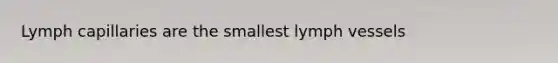 Lymph capillaries are the smallest lymph vessels