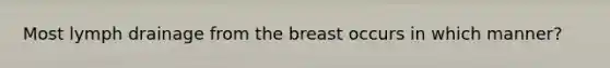 Most lymph drainage from the breast occurs in which manner?