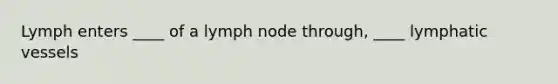 Lymph enters ____ of a lymph node through, ____ lymphatic vessels