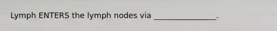 Lymph ENTERS the lymph nodes via ________________.