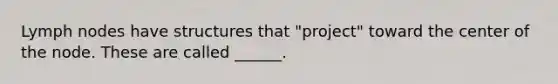 Lymph nodes have structures that "project" toward the center of the node. These are called ______.