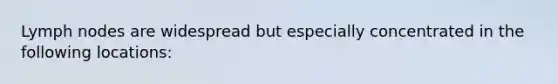 Lymph nodes are widespread but especially concentrated in the following locations: