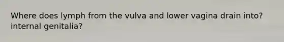 Where does lymph from the vulva and lower vagina drain into? internal genitalia?
