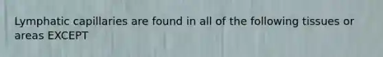 Lymphatic capillaries are found in all of the following tissues or areas EXCEPT