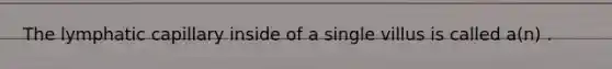 The lymphatic capillary inside of a single villus is called a(n) .