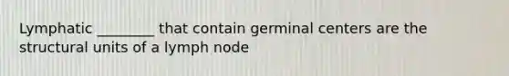 Lymphatic ________ that contain germinal centers are the structural units of a lymph node