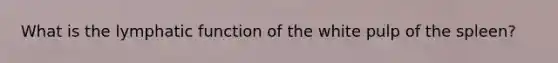 What is the lymphatic function of the white pulp of the spleen?