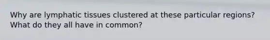 Why are lymphatic tissues clustered at these particular regions? What do they all have in common?